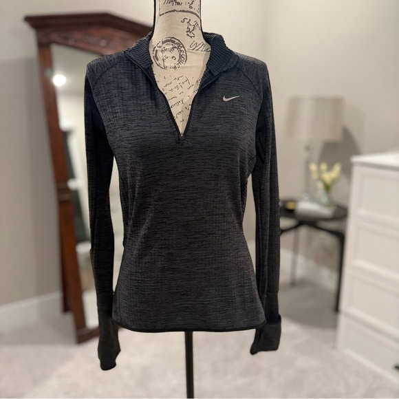 Nike Women's Charcoal 14 Zip Long Sleeve Tee - Picture 1 of 8